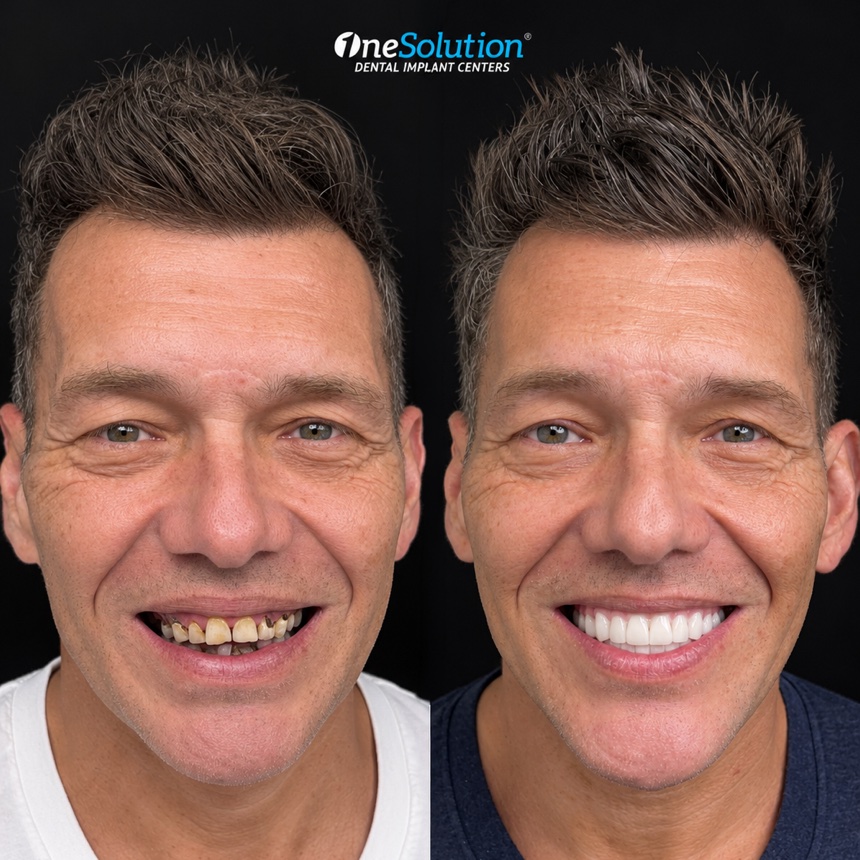 OneSolution® patient before and after dental implants