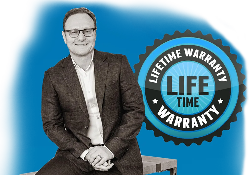 Dr. Eli Friedman with the OneSolution® Lifetime Warranty seal