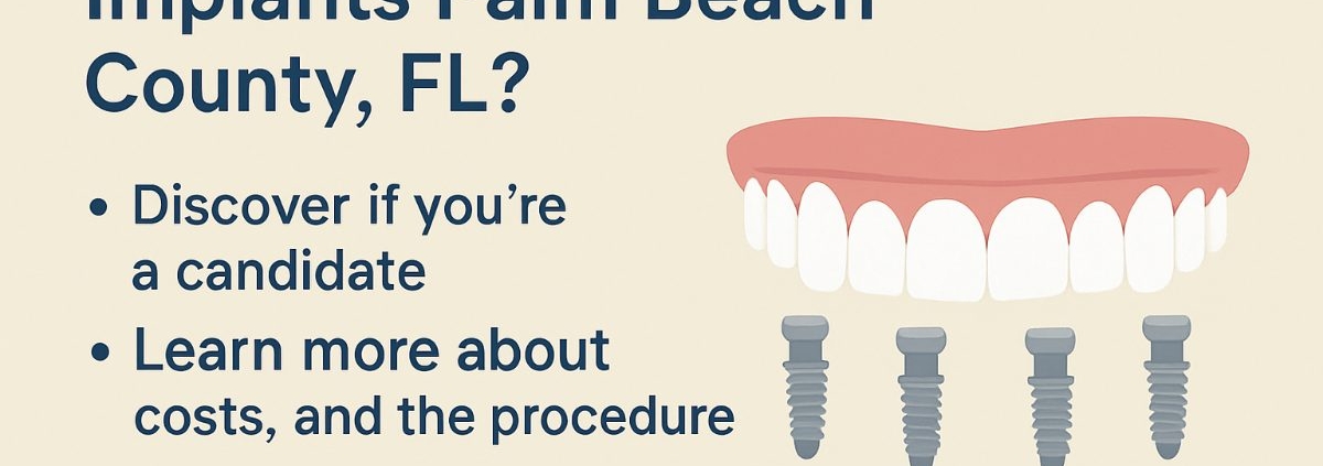 Image of a dentist smiling and pointing to a digital scan of a patient's mouth, showcasing the planned placement of "all on four" dental implants. The image should convey expertise and technology. No text on image.