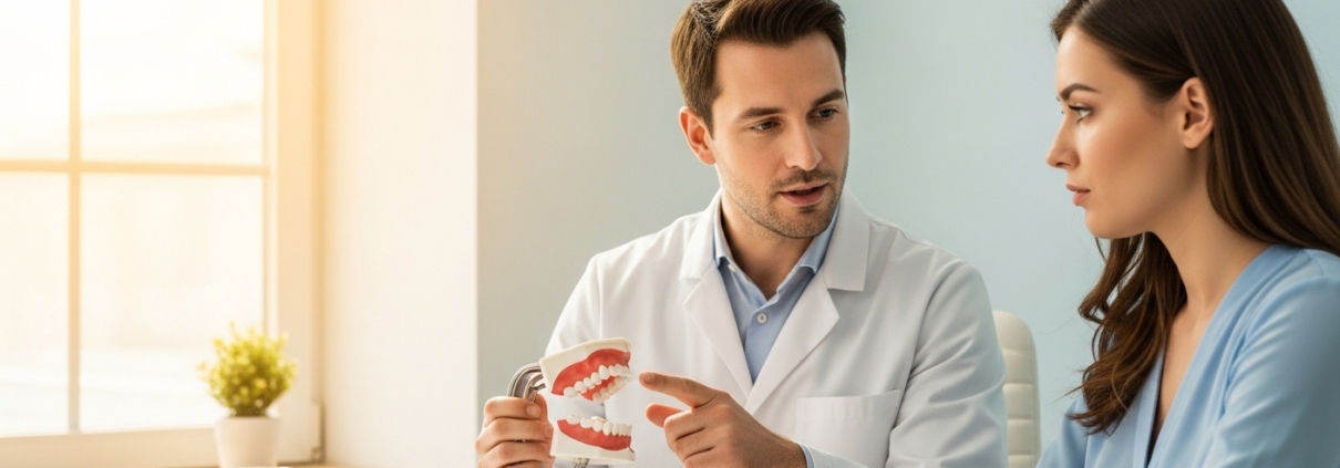 Patient consultation in a modern dental clinic discussing bad breath remedies