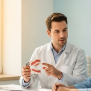 Patient consultation in a modern dental clinic discussing bad breath remedies