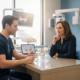 A dentist consulting with a patient about dental implant options