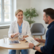 Dental consultation scene in a modern clinic for ceramic implants